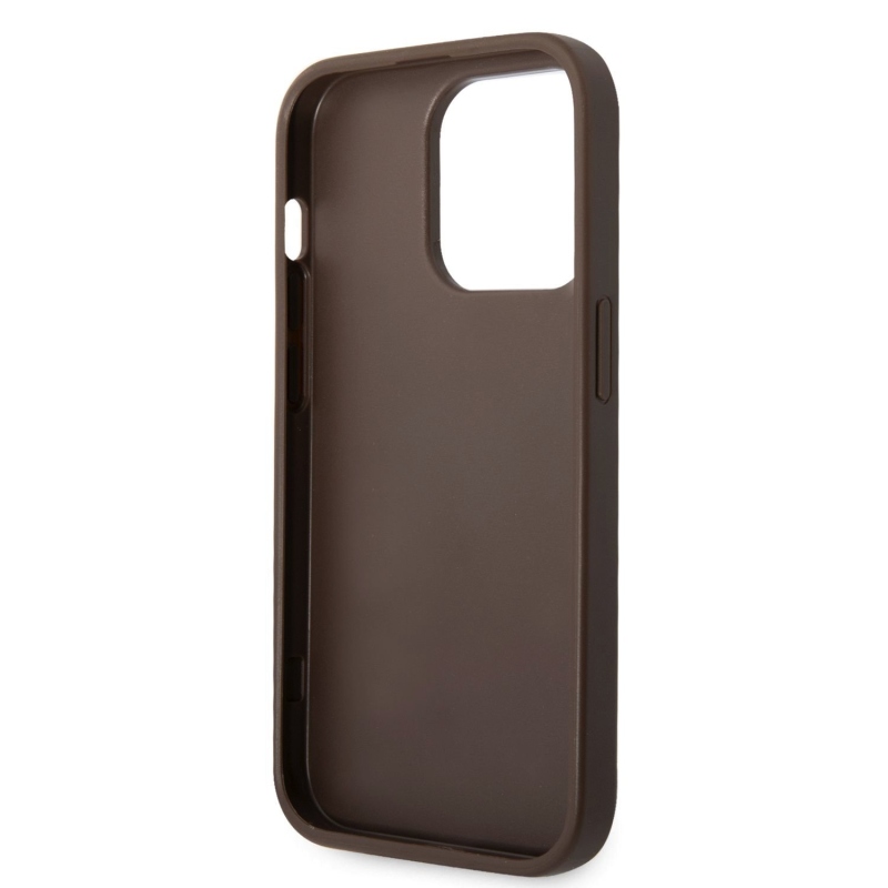 Guess PU 4G fém logós hátlap iPhone 15 Pro Max-hoz barna barna
