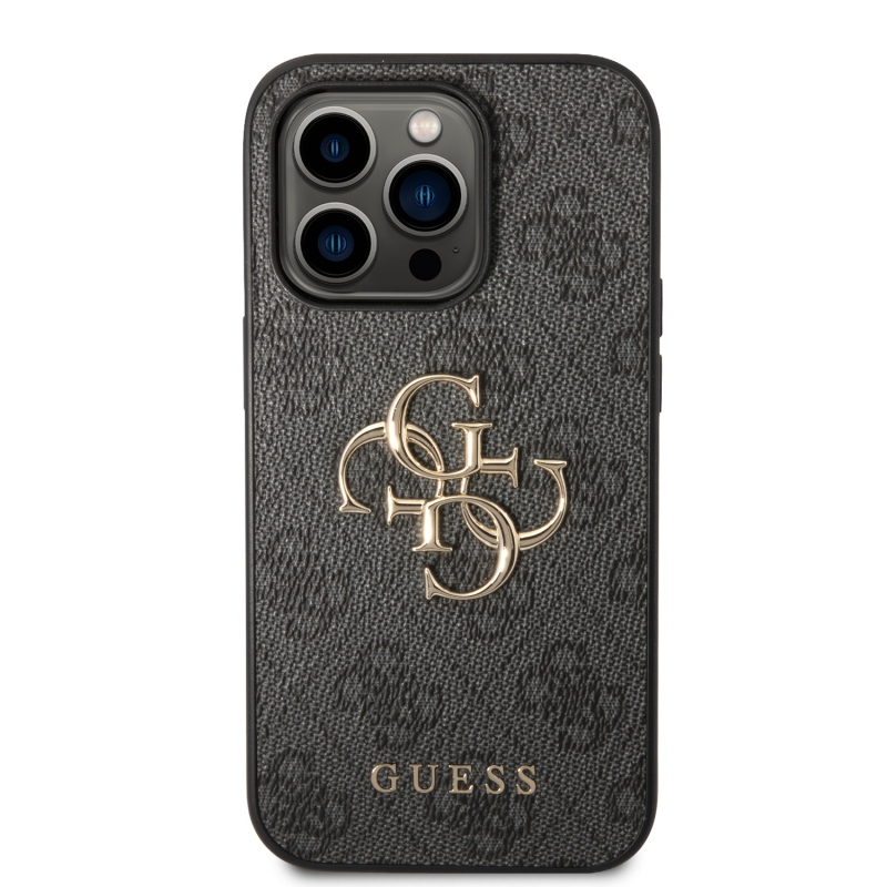 Guess PU 4G fém logós hátlap iPhone 15 Pro Max-hoz szürke