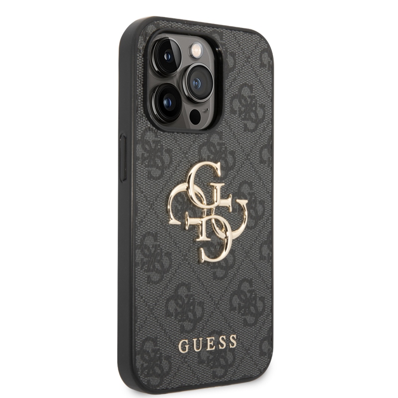 Guess PU 4G fém logós hátlap iPhone 15 Pro Max-hoz szürke