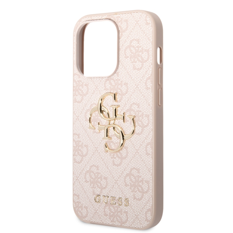 Guess PU 4G fém logós hátlap iPhone 15 Pro rózsaszínhez