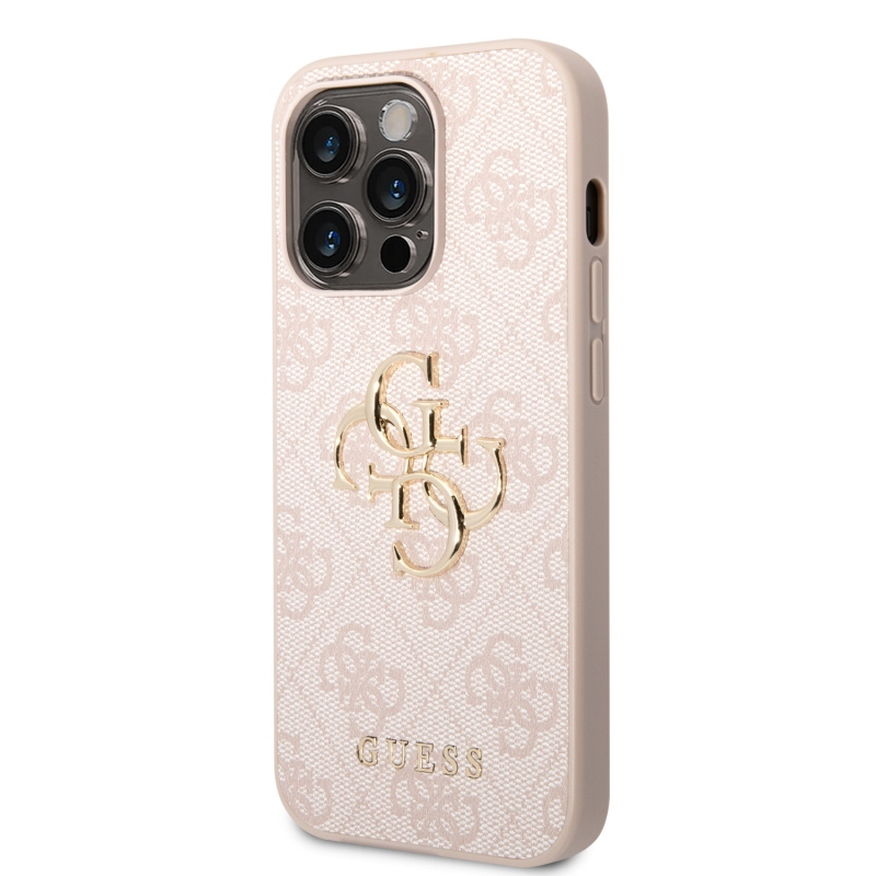 Guess PU 4G fém logós hátlap iPhone 15 Pro rózsaszínhez