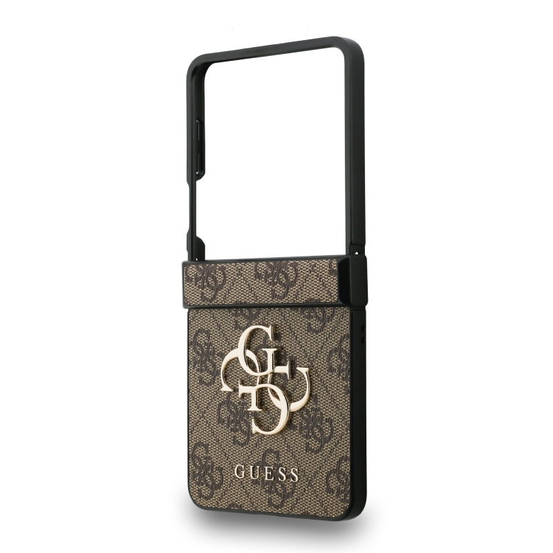 Guess PU 4G fém logó hátlap Samsung Galaxy Z Flip 7 barna