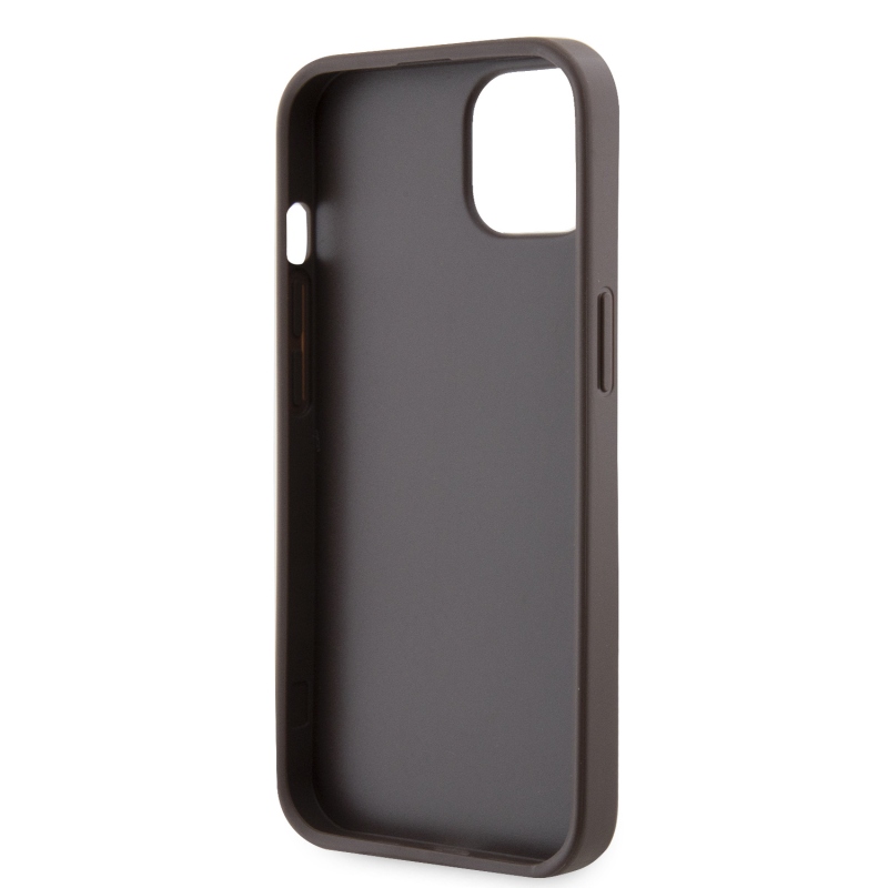 Guess PU 4G Strass háromszög fém logó hátlap iPhone 15 barna barna