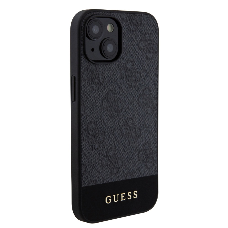 Guess PU 4G csíkos MagSafe hátlap az iPhone 15 készülékhez Fekete
