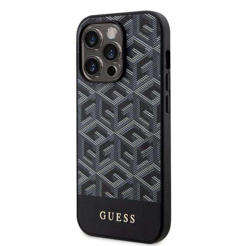 Guess PU kocka zselés tok MagSafe támogatással iPhone 13 Pro készülékhez - fekete