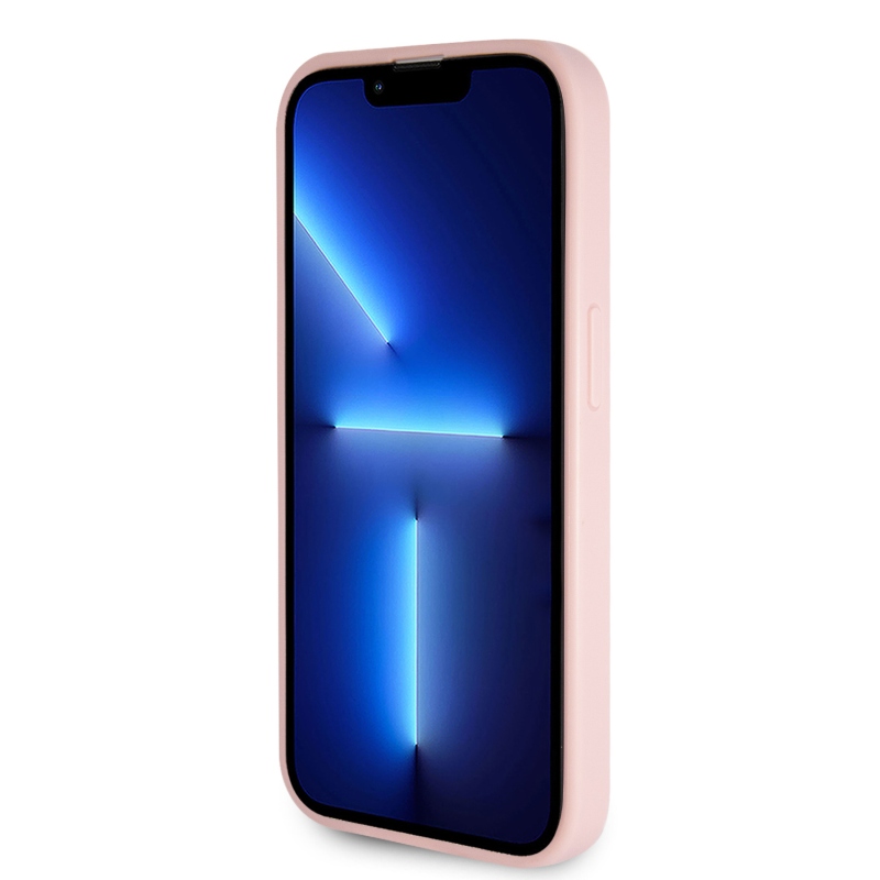 Guess PU Fixed Glitter 4G fém logós hátlap iPhone 15 Pro rózsaszínhez