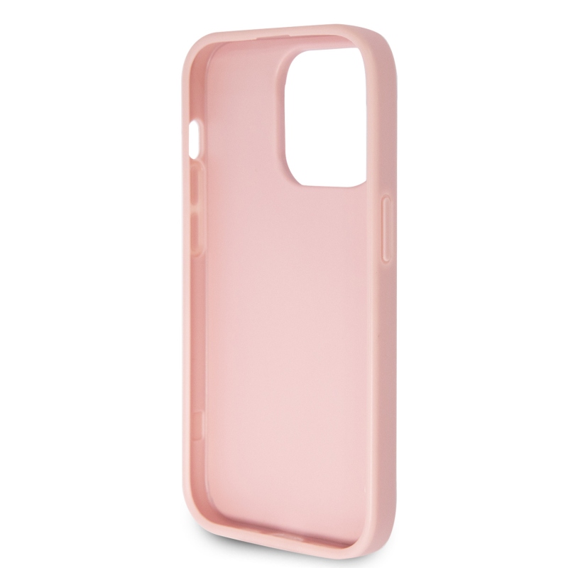 Guess PU Fixed Glitter 4G fém logós hátlap iPhone 15 Pro rózsaszínhez