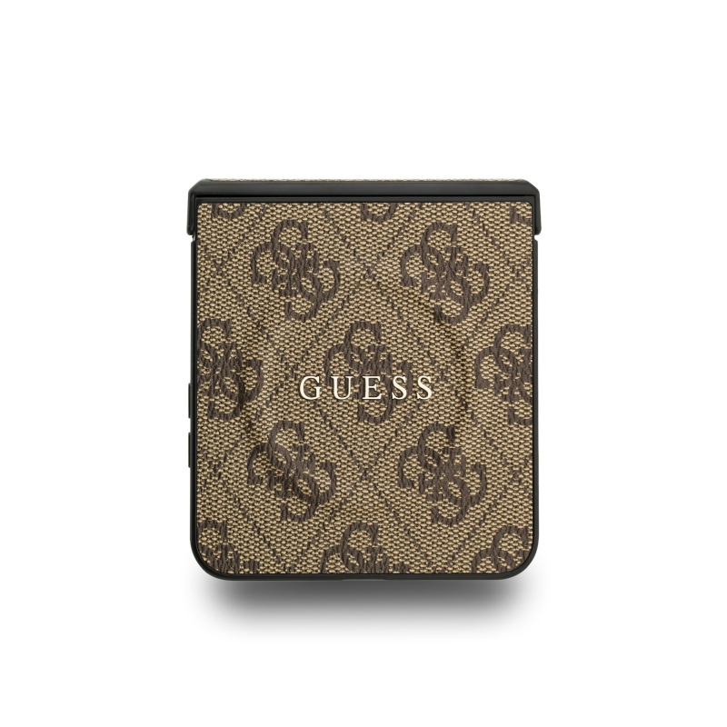 Guess PU bőr 4G színes gyűrűs mágneses hátlap Samsung Galaxy Z Flip 7 barna barna