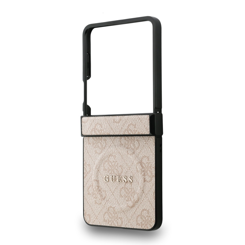 Guess PU bőr 4G színes gyűrűs mágneses hátlap Samsung Galaxy Z Flip 7 rózsaszínű borítóhoz