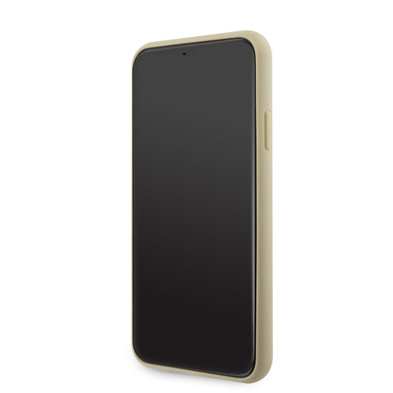 Guess strasszos háromszög fém logó borító iPhone 11 Pro Max-hoz Arany