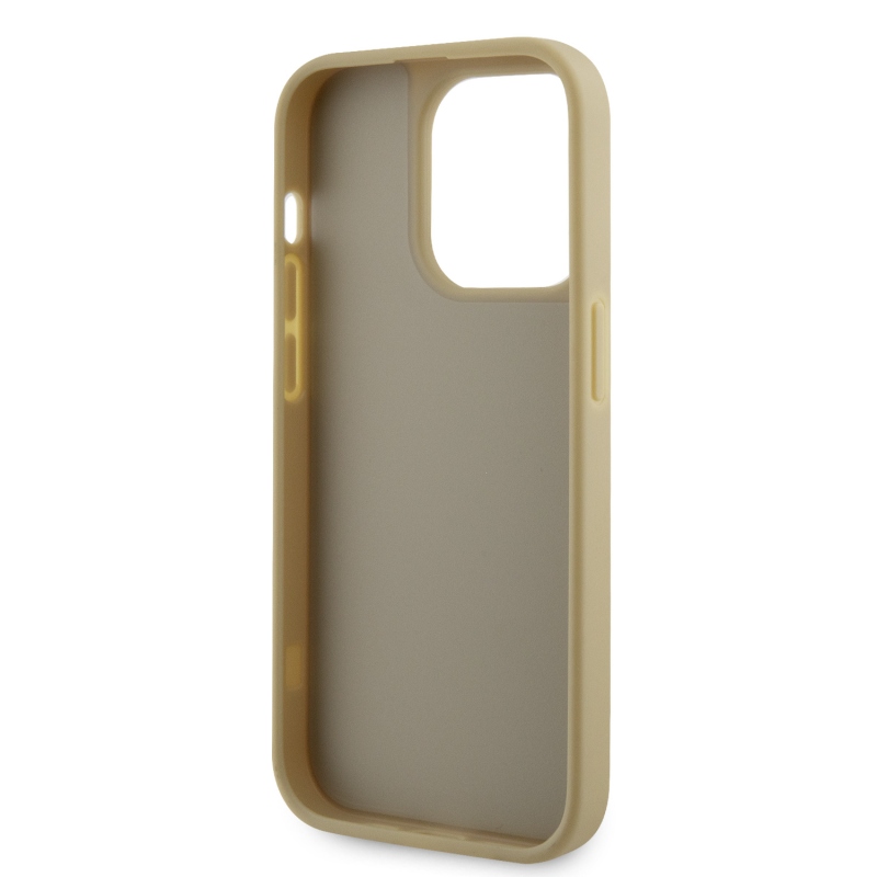 Guess strasszos háromszög fém logó borító iPhone 15 Pro aranyra