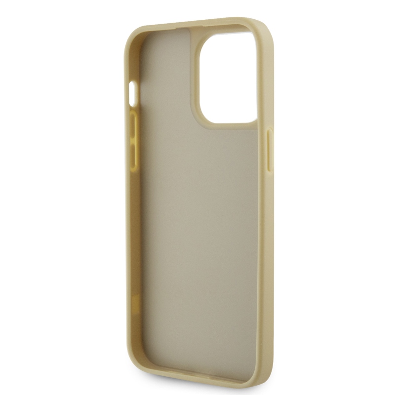 Guess strasszos háromszög fém logó borító iPhone 15 Pro Max-hoz Arany
