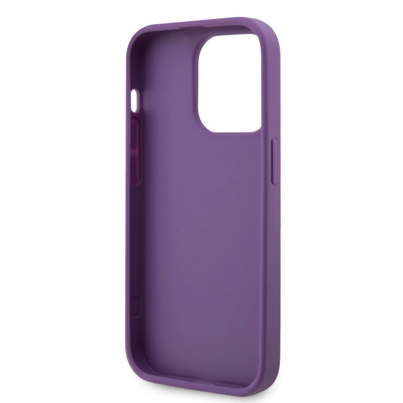 Guess strasszos háromszög fém logó borító iPhone 15 Pro lila színhez
