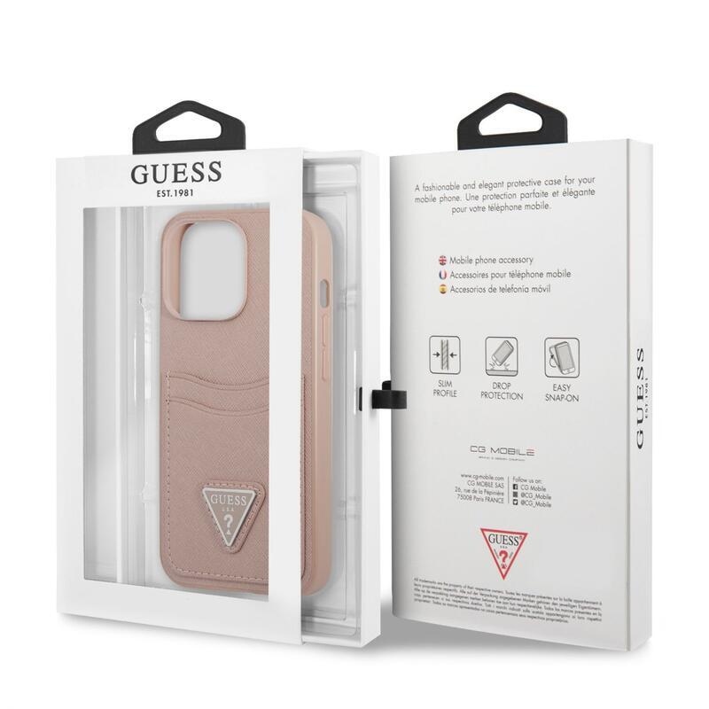 Guess zselés szafiano tok fix hátlappal iPhone 13 Pro készülékhez - rózsaszín