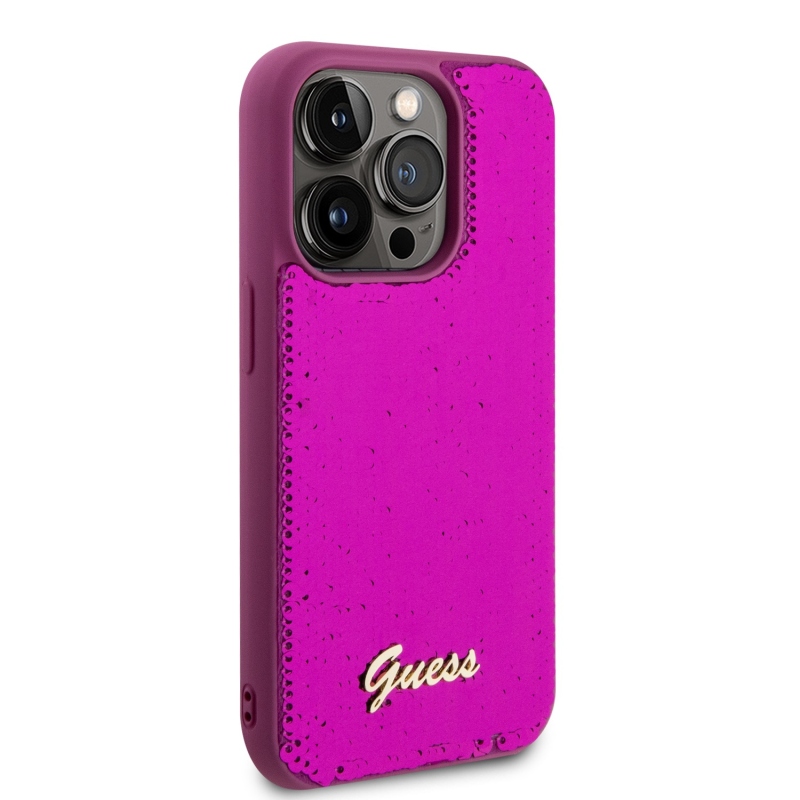 Guess Sequin Script Logo hátlap iPhone 14 Pro Magenta iPhone 14 Pro készülékre