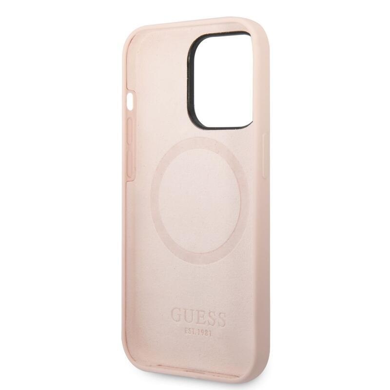 Guess szilikon tok MagSafe támogatással iPhone 14 Pro Max készülékhez - rózsaszín