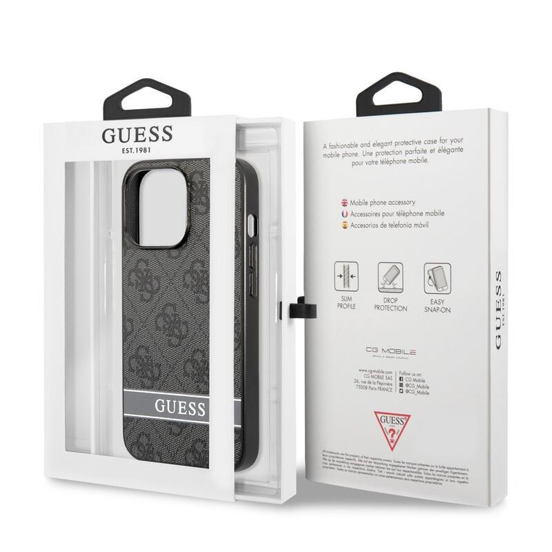 Guess csíkos zselés tok fix hátlappal iPhone 13 Pro készülékhez - szürke