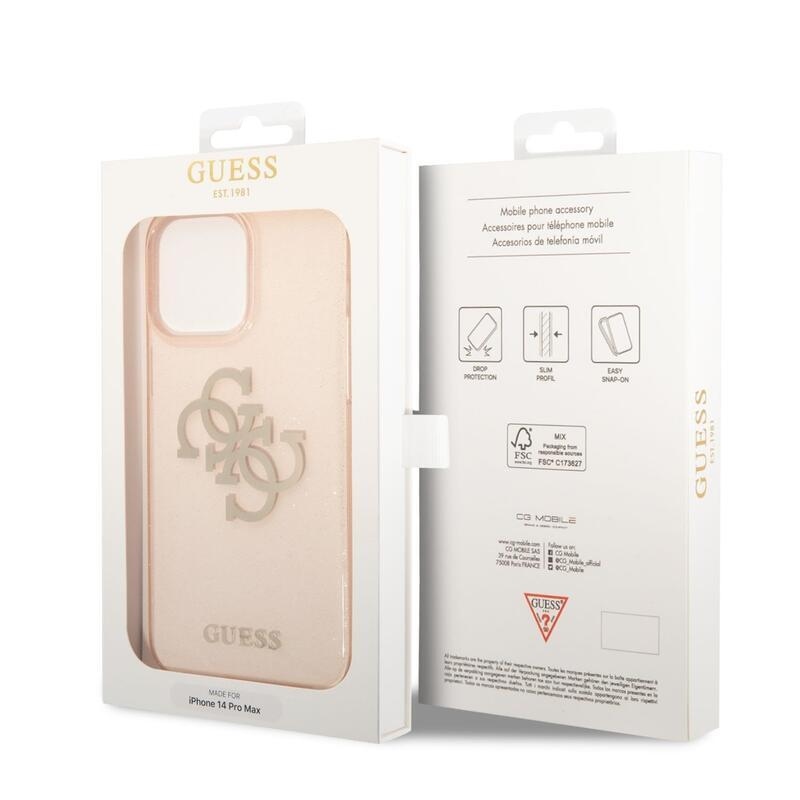 Guess csillogó zselés tok iPhone 14 Pro Max készülékhez - Arany