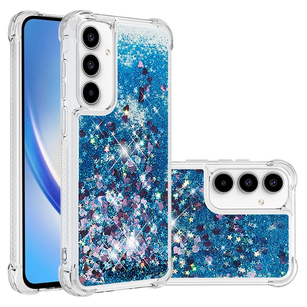 Glitter zselés homokóra tok Samsung Galaxy A55 5G - kék/szív