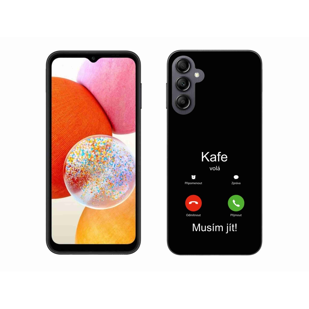 Gél borítás mmCase Samsung Galaxy A14 4G/5G - kávé hívó fekete háttérrel