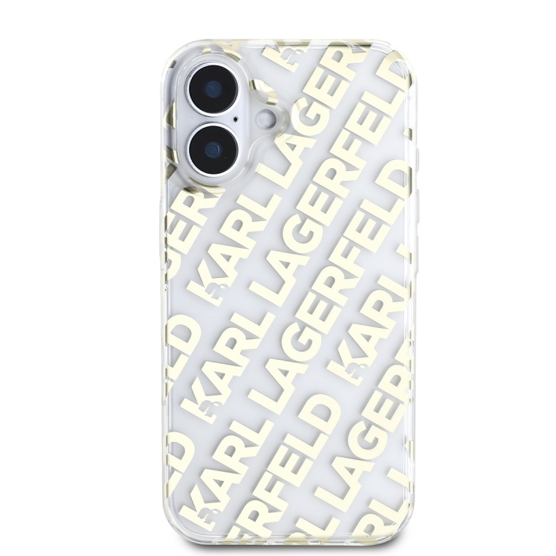 Karl Lagerfeld IML Electroplated Repeated Logo Back Cover for iPhone 16 arany