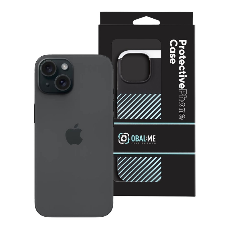 COVER:ME Flossy Stripes Cover for Apple iPhone 15 Fekete/tejkék borító