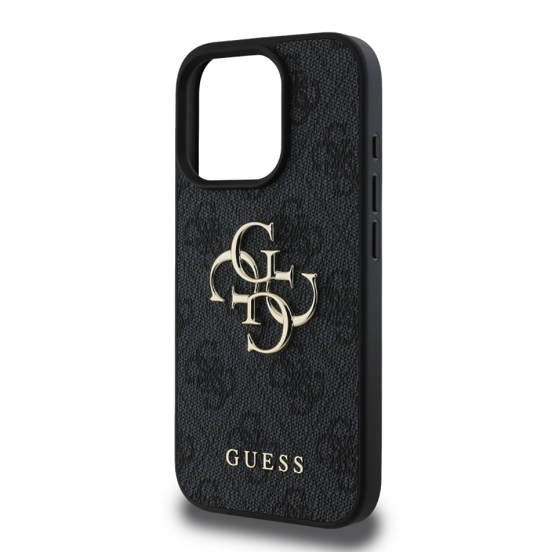 Guess PU 4G fém logó hátlap iPhone 16 Pro szürke