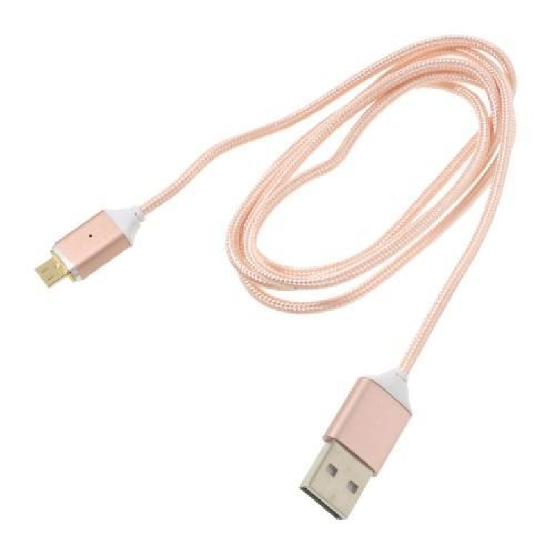 GX7 fonott micro USB kábel mágneses kioldóval - 1m - rózsaarany
