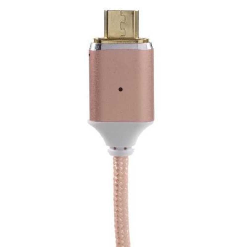 GX7 fonott micro USB kábel mágneses kioldóval - 1m - rózsaarany