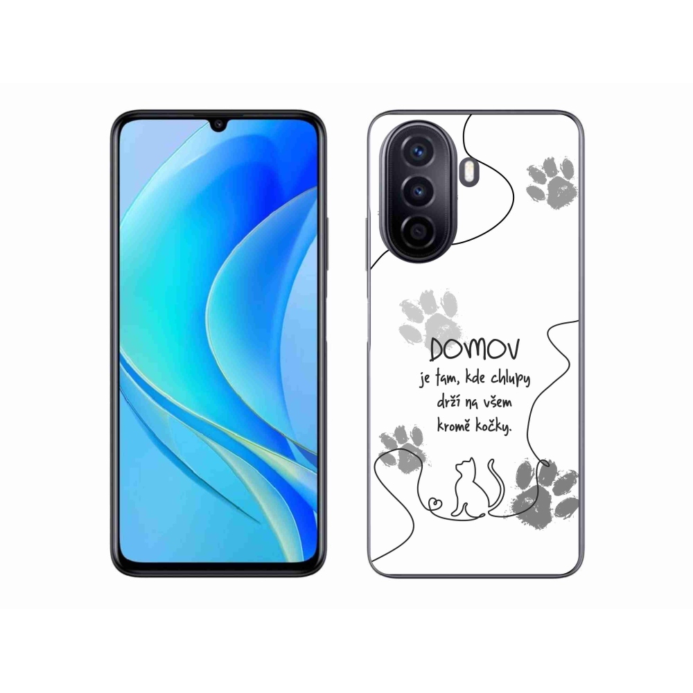 Gél borító mmCase a Huawei Nova Y70 készülékhez - macska motívum fehér háttérrel