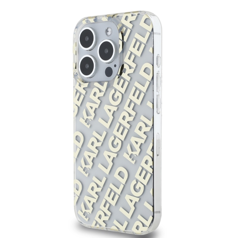 Karl Lagerfeld IML Electroplated Repeated Logo Back Cover for iPhone 15 Pro Max arany színben