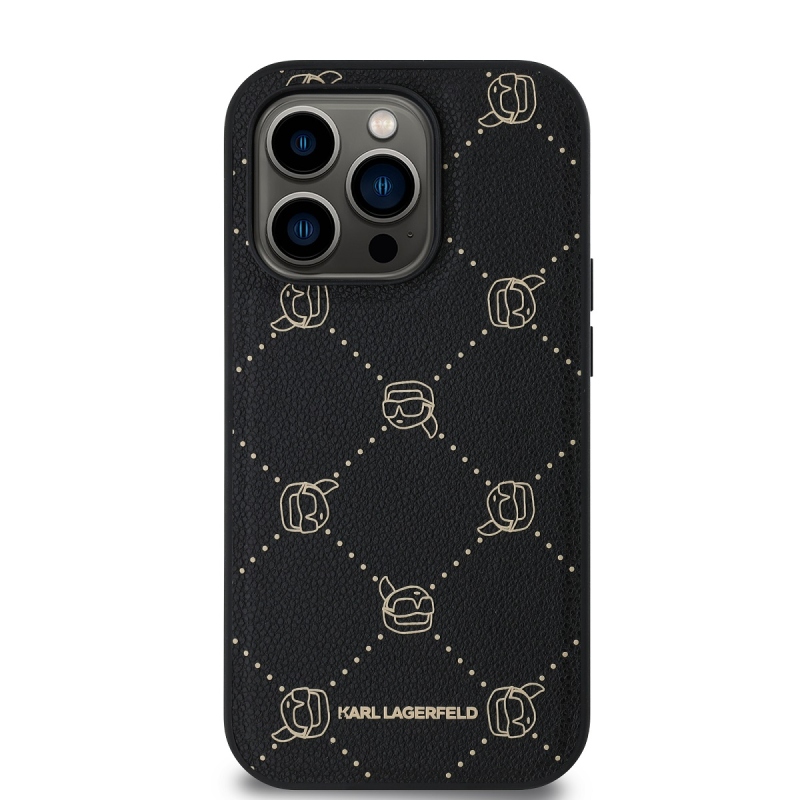 Karl Lagerfeld PU Karl Heads mintás Magsafe hátlap iPhone 14 Pro Max-hoz Fekete fekete