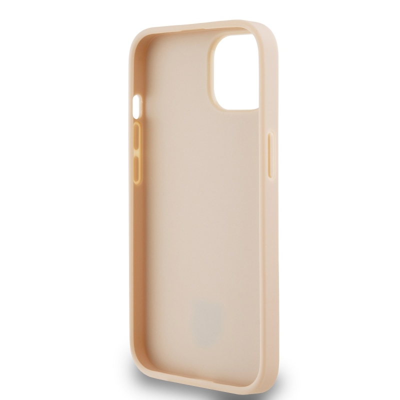 DKNY PU bőr kockás mintás és csíkos hátlapi borító iPhone 14 rózsaszínhez