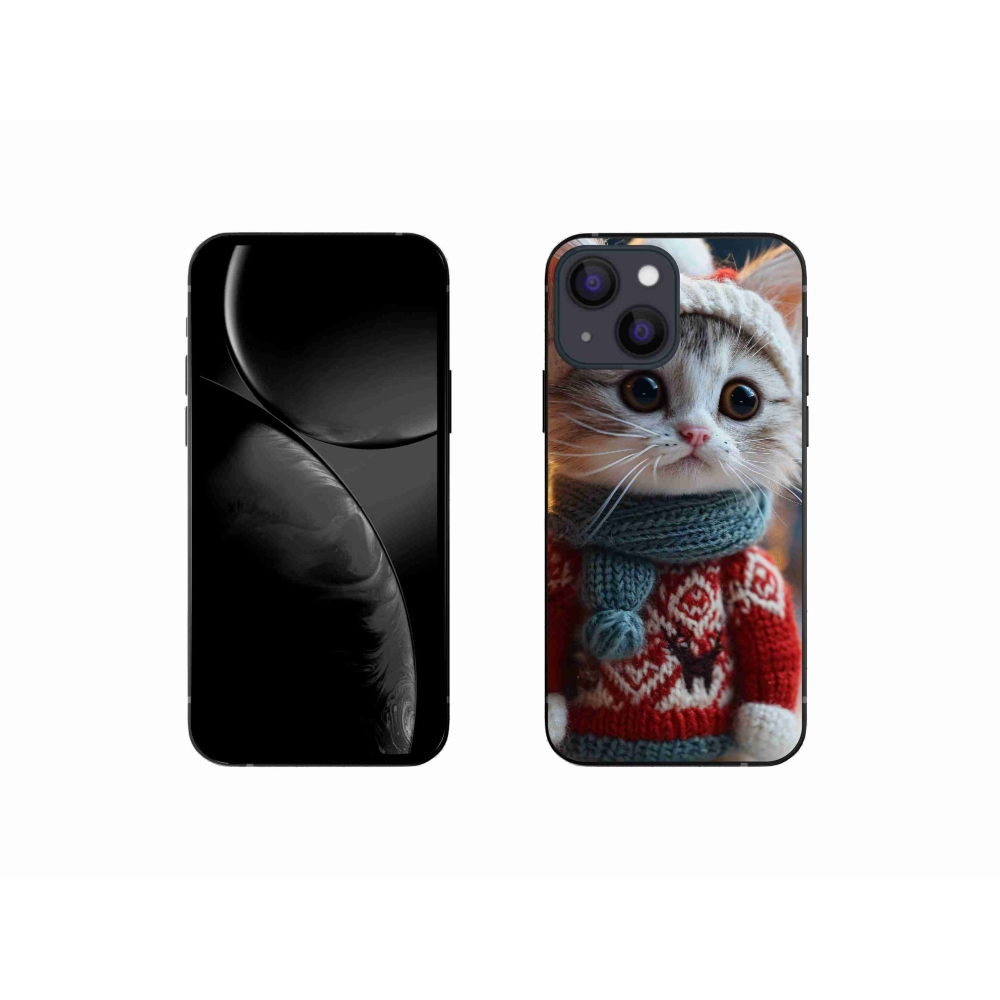 Gél borítás mmCase iPhone 13 mini készülékhez - cica pulóverben