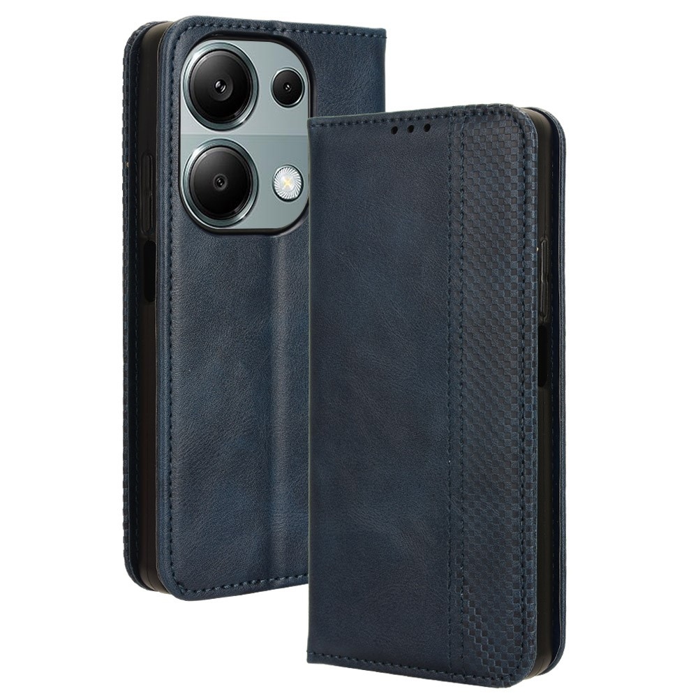 Vintage könyv tok Xiaomi Redmi Note 14S/Note 13 Pro 4G/Poco M6 Pro - sötétkék