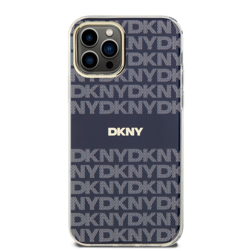 DKNY PC/TPU ismétlődő mintás tonális csíkos Magsafe hátlap iPhone 12/12 Pro kékhez