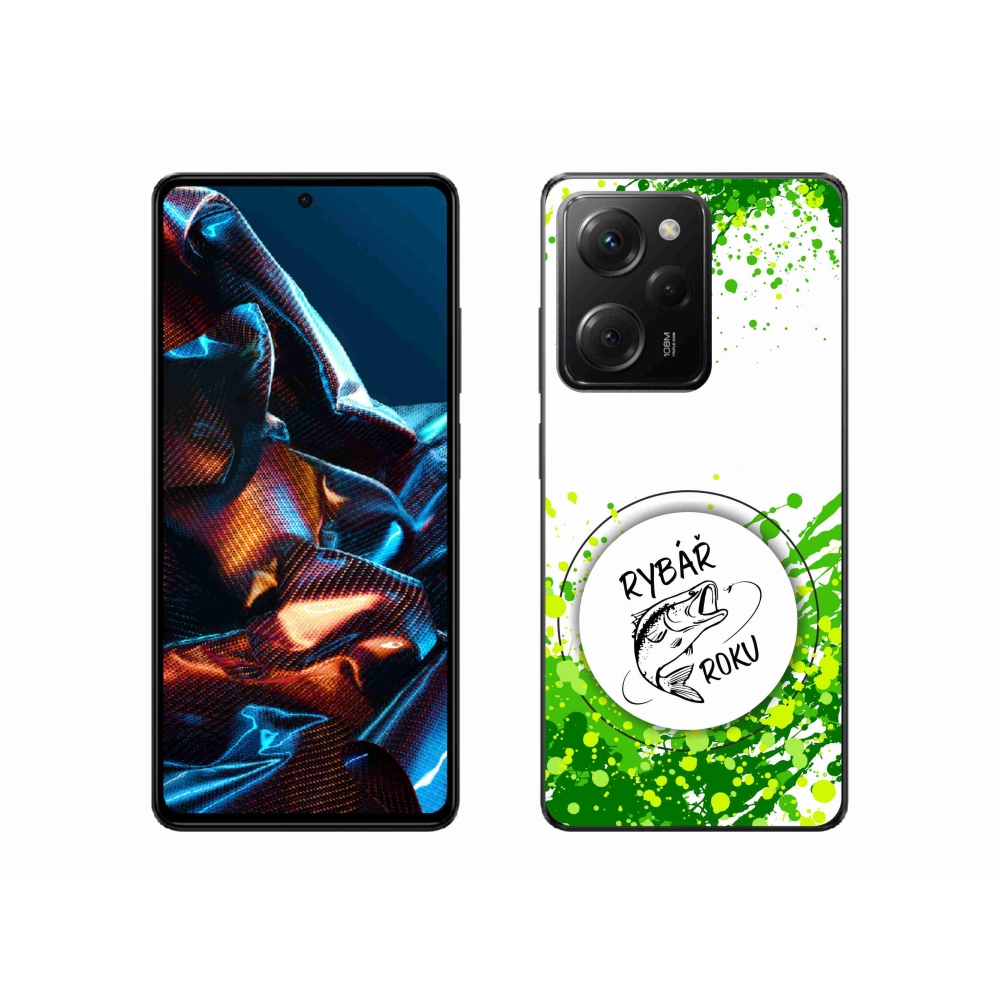 Gél borító mmCase a Xiaomi Poco X5 Pro 5G számára - az év horgásza fehér háttérrel