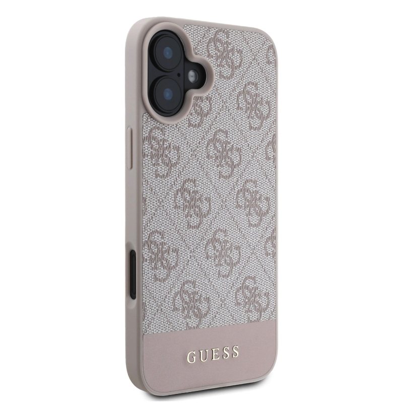 Guess PU 4G csíkos hátlap iPhone 16 rózsaszínű készülékhez