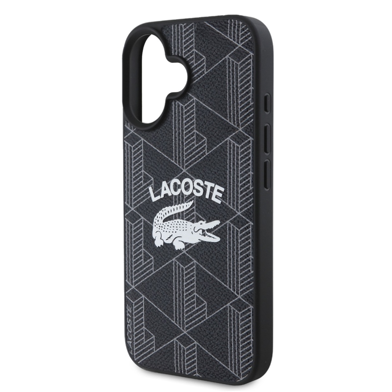 Lacoste Blend Monogram MagSafe hátlap iPhone 16-hoz Fekete