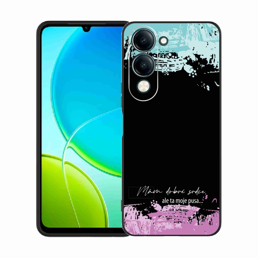 Gél borító mmCase a Vivo Y29s 5G-hez - vicces szöveg 3 fekete háttérrel