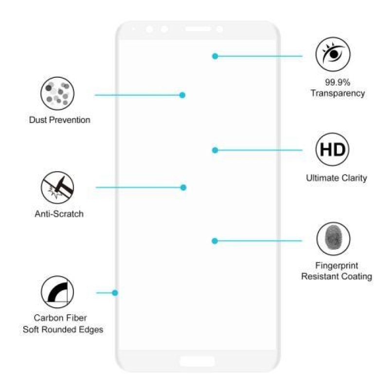 H2P teljes képernyős 3D edzett üveg Huawei Y7 Prime (2018) és Honor 7C készülékhez - fehér színben