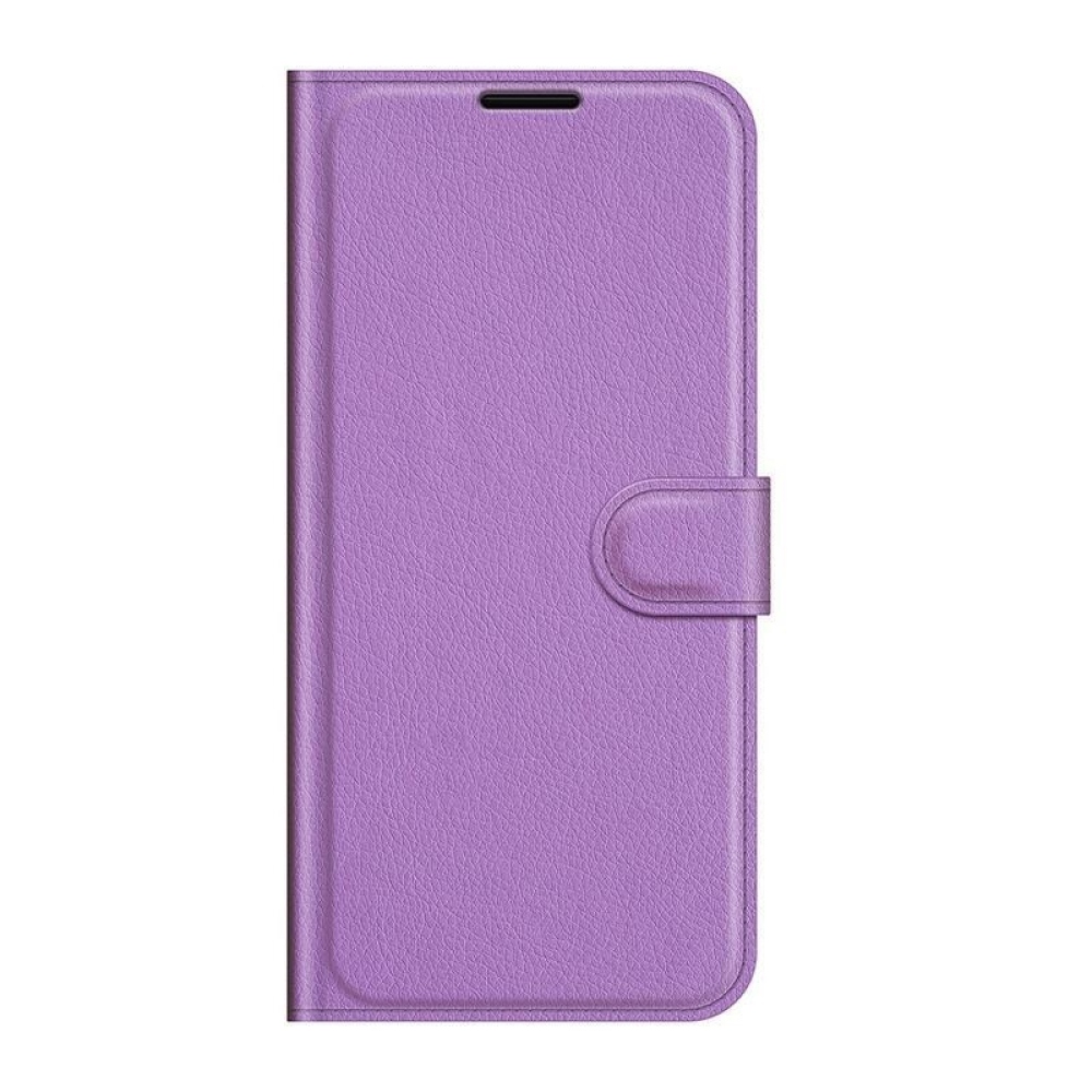 Litchi PU bőr pénztárca tok Samsung Galaxy S21 FE 5G számára - lila