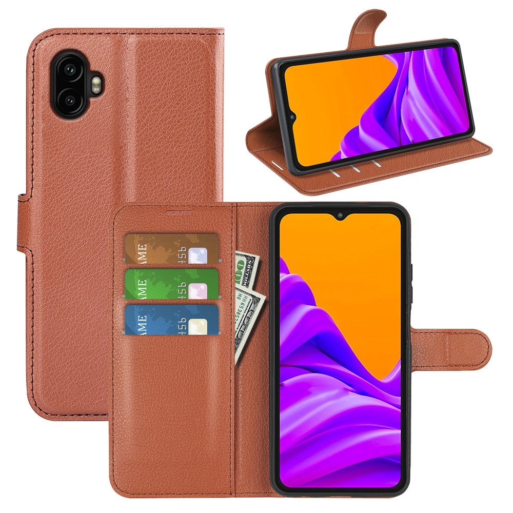 Litchi könyv tok Samsung Galaxy Xcover 7 Pro készülékhez - barna