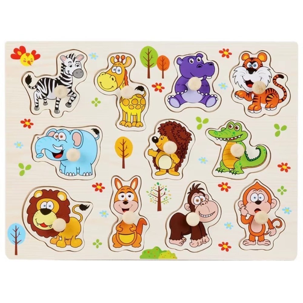 Fa gyerek puzzle fogantyúval - safari 2