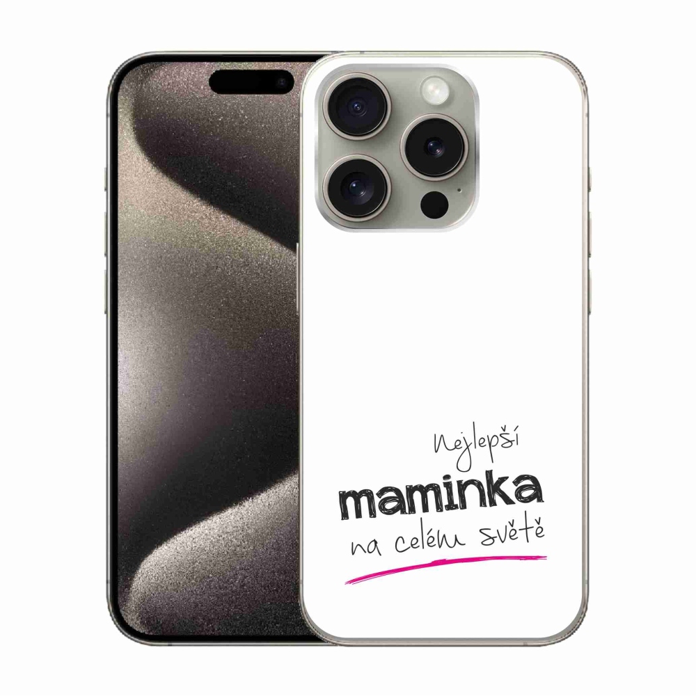 Gél borítás mmCase iPhone 15 Pro készülékhez - Best Mom 4 fehér háttér