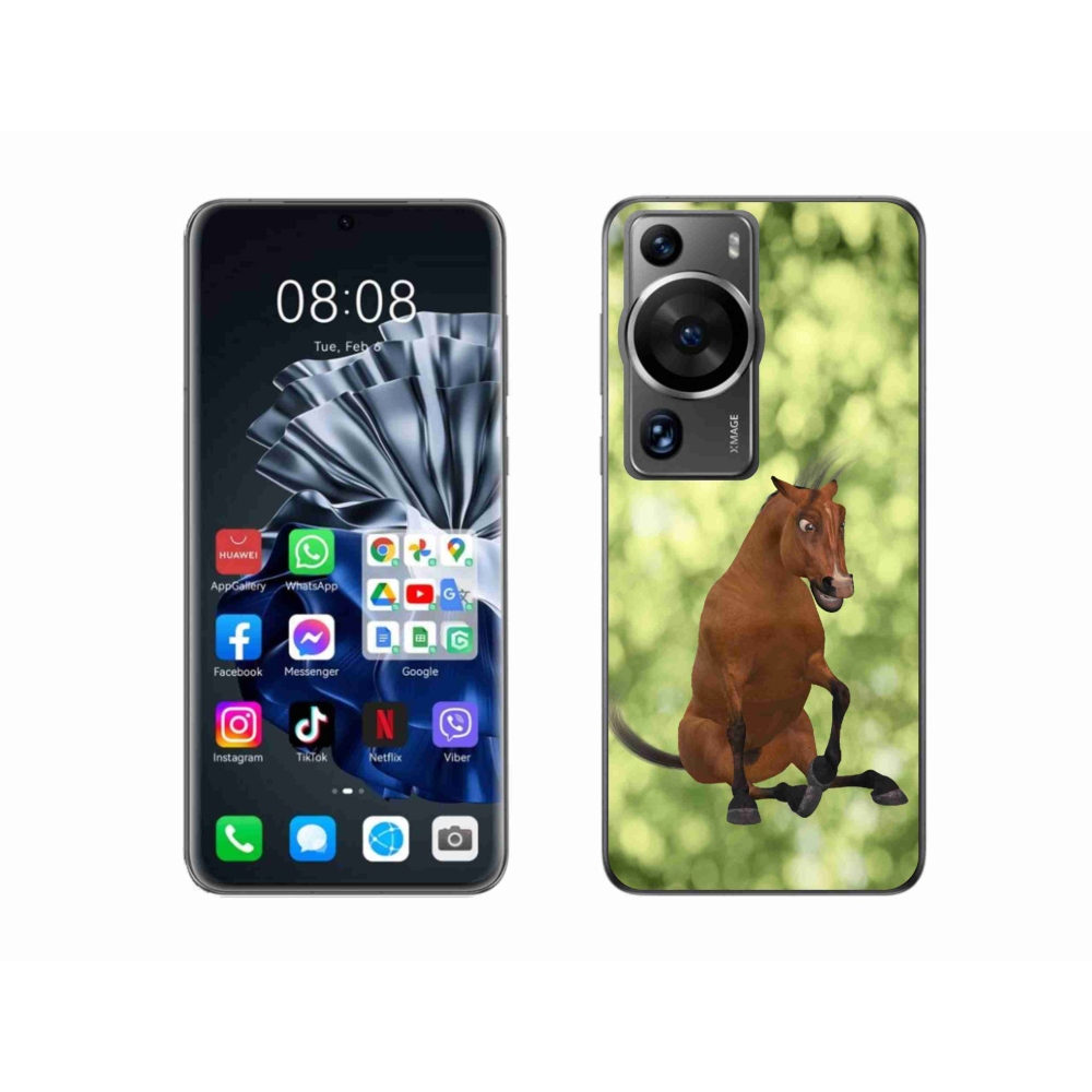 Zselés borítás mmCase a Huawei P60 Pro-hoz - barna rajzfilm ló 1