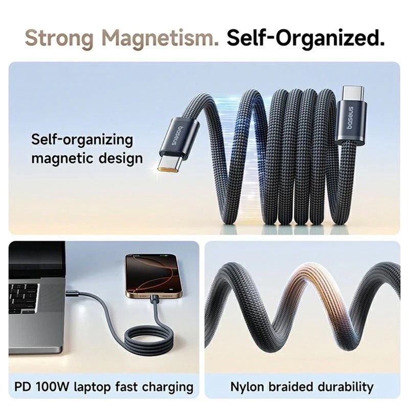 Baseus Dynamic 4 Pro sorozatú adatkábel USB-C - USB-C 100W 1m, fekete