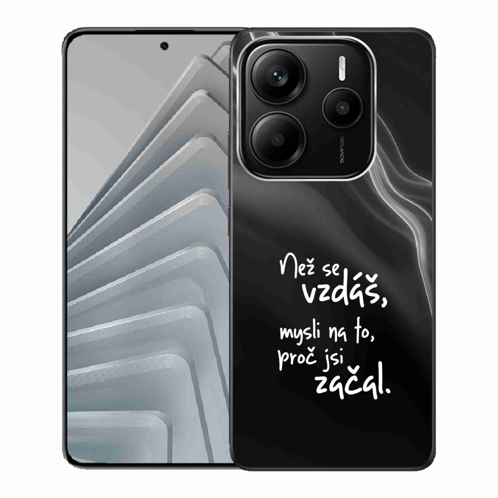 Gél borítás mmCase a Xiaomi Redmi Note 14 5G - idézet 2 fekete háttérrel