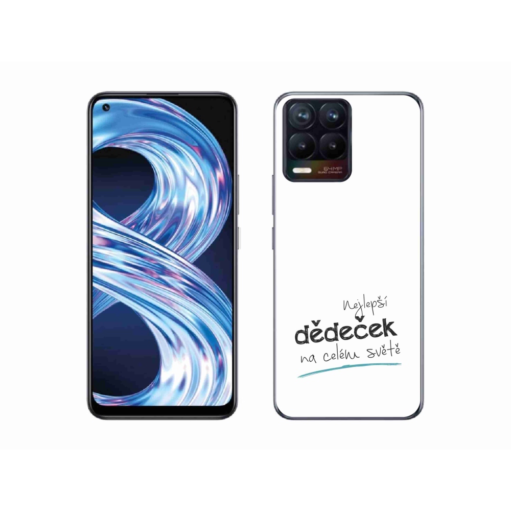 Gél borító mmCase a Realme 8 4G - legjobb nagyapa 3 fehér háttérrel
