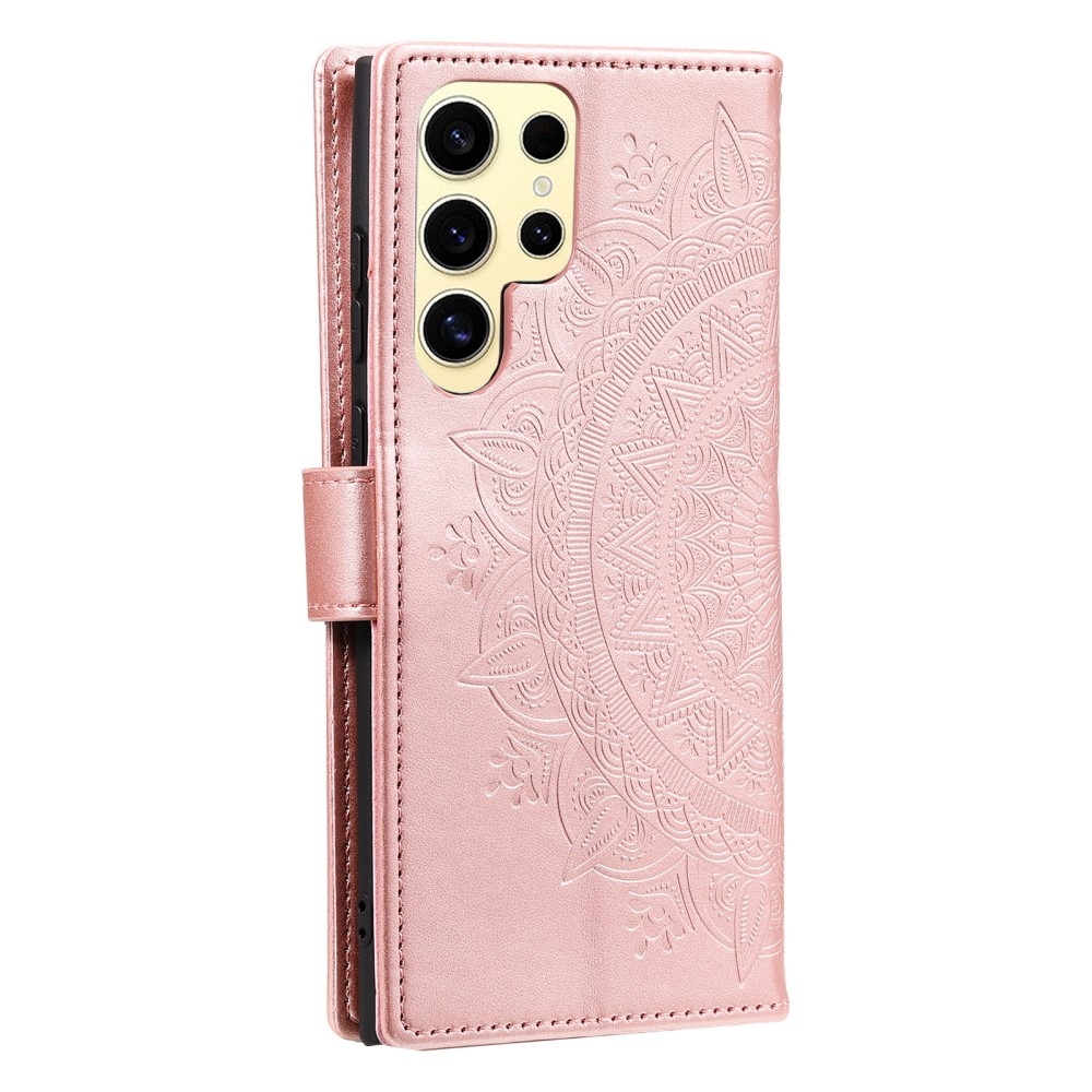 Mandala könyv tok Samsung Galaxy S25 Ultra készülékhez - rózsaarany